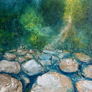 Creek with Sandstone boulders - Oil Painting by Ruth Conwell Artist Central Coast Fine Arts Wall Art Original