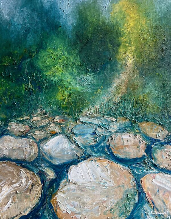 Creek with Sandstone boulders - Oil Painting by Ruth Conwell Artist Central Coast Fine Arts Wall Art Original